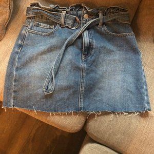 PacSun Belted Paper Bag Waist Denim Mini Skirt